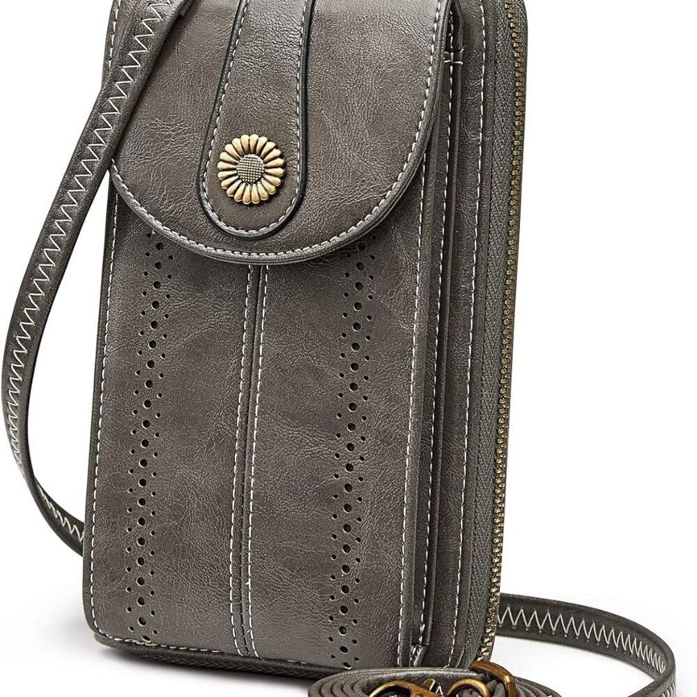 Women Rfid Blocking Crossbody Cell Phone Purse Faux Leather Wallet